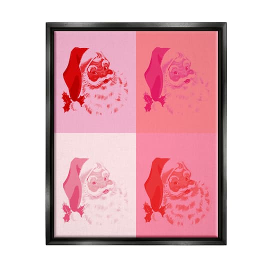 Stupell Industries Pop Style Pink Santa Claus Framed Floater Canvas Wall Art